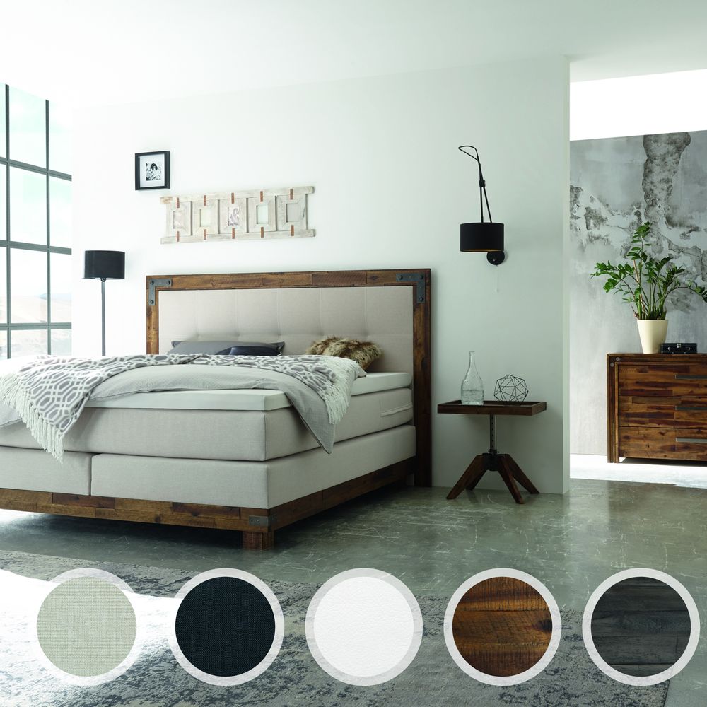 Hasena Boxspringbett Pronto Chicago 160x200 cm / Akazie Vintage Grey / Pepe Beige 327 / Superio-Top Image