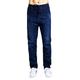 Ommda Men's Casual Relaxed Fit Drawstring Waist Zip Cotton Denim Jeans Deep Blue 38
