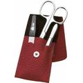 Erbe Collection dreiteiliges Manicure Set im Lederetui, rot 10,5 x 5,0 cm Taschen-Etui