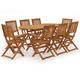 vidaXL 9 Piece Folding Outdoor Dining Set Solid Acacia Wood