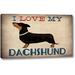 Winston Porter 'Dachshund Longboards - Love v1' by Ryan Fowler Giclee Art Print on Wrapped Canvas Canvas | 10 H x 16 W x 1.5 D in | Wayfair