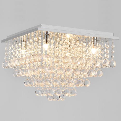Kristall Deckenleuchte [38x38cm] Deckenlampe Lüster Zimmerlampe Chrom [ Lux.pro