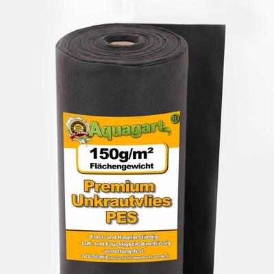 Aquagart - 50m² Unkrautvlies Gartenvlies Mulchvlies Bodengewebe 150g 1m breit pes
