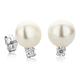 Orovi Women Stud Earrings 9 ct/375 White Gold With White Freshwater Pearls And Brilliant Cut Cubic Zirconia