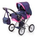 Bayer Design 13654AA City Star in modern unicorn design, combi pram, with removable carrycot and shoulder bag, with adjustable handle, for dolls up to 46cm, blue pink