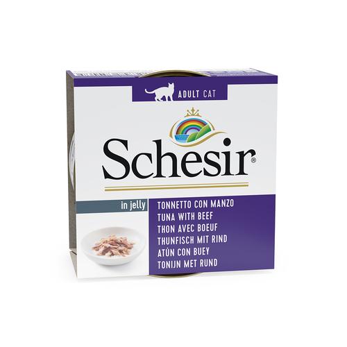 24x85g in Gelee Thunfisch mit Rinderfilet Schesir Katzenfutter nass