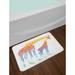 East Urban Home Giraffe Mom Kid in Colors Abstract Art Surrealist Image of African Animal Non-Slip Plush Bath Rug in Gray | 18 W x 29 D in | Wayfair