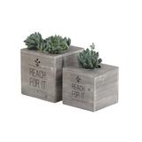 Wrought Studio™ Matsuda Rustic 2-Piece Wood Planter Box Set Wood in Brown/Gray | 9 H x 9 W x 18 D in | Wayfair 679BEE2DD3BF4CDBB4B7892ECD269420