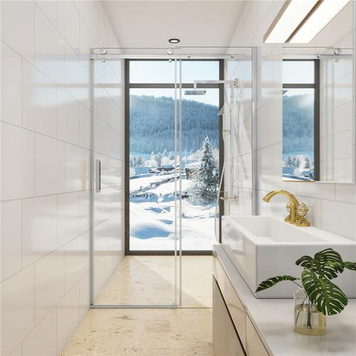 B.160cm x H.195cm Duschkabine Schiebetür dusche Duschwand 6mm ESG-Glas Gleittür