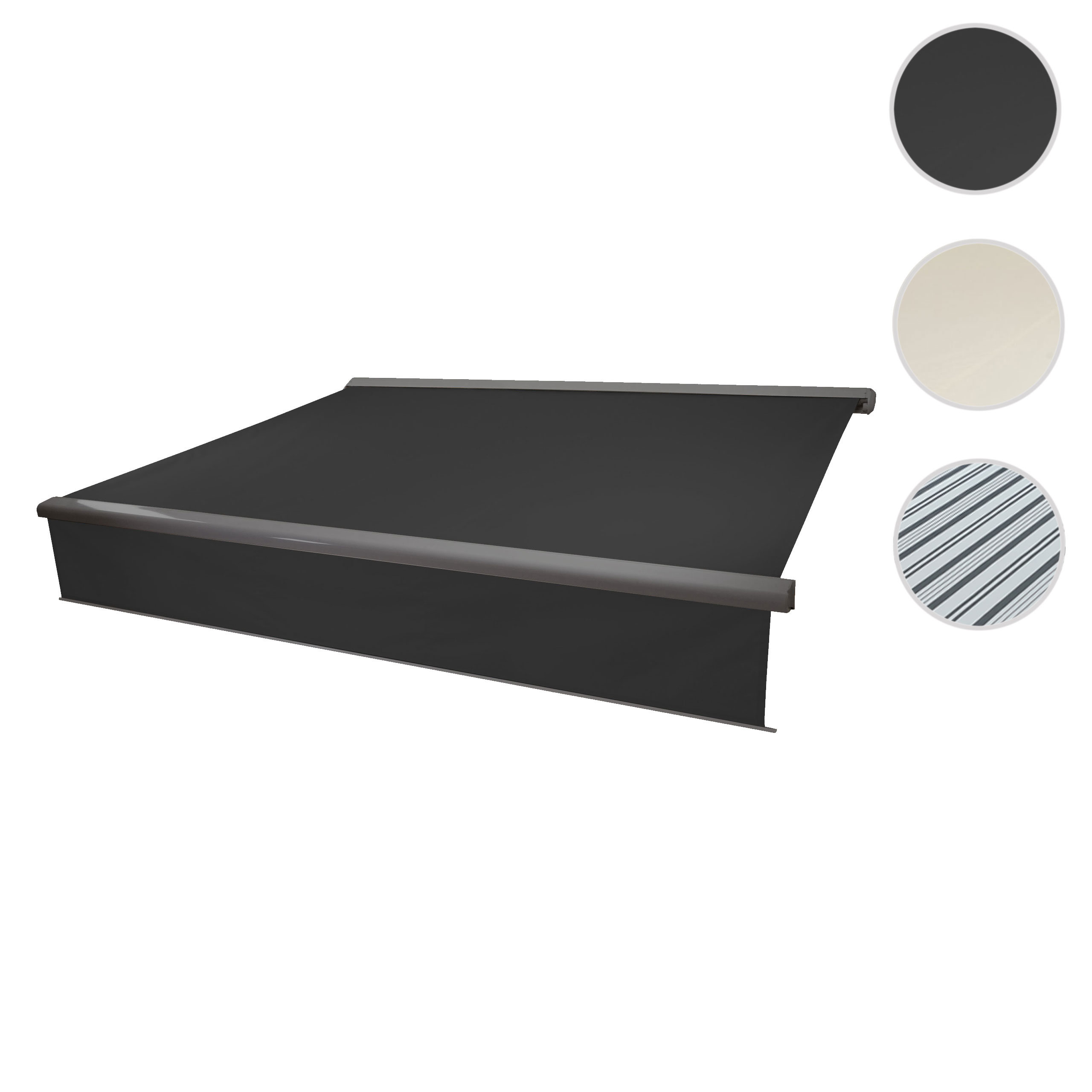 Elektrische Vollkassetten-Markise T124, 5x3m ausfahrbarer Volant ~ Polyester Grau/Weiß Image