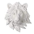 Wall Charmers Lion Mini in White - Faux Head Bust Mounted Decorative Fauxidermy Decor Art Fake Resin Animal Mount Taxidermy Decor