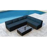 Willa Arlo™ Interiors Thornaby 7 Piece Sectional Setting Group w/ Sunbrella Cushion Wood in Brown | Outdoor Furniture | Wayfair