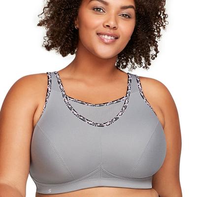 Glamorise No-Bounce Camisole Sports Bra (Size 40-D) Silver, Polyester,Nylon,Lycra