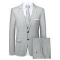 Hanayome Mens Suits 3 Piece Slim Fit Wedding Tuxedo Suit Men Button Formal Suit Blazer Jackets Waistcoat Trousers -Grey 42