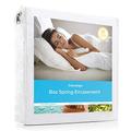 Linenspa Box Spring Encasement Queen, Complete Protection with Zipper, Waterproof Box Spring Protector Queen, White