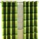 HOMESCAPES Green Eyelet Curtain Pair 167cm (66") Wide x 228cm (90") Drop Morocco Stripe Design Ring Top Curtain Pair