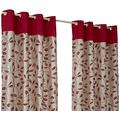 Hamilton McBride Leaf Trail Flock Red Ring Top/Eyelet Fully Lined Readymade Curtain Pair 90x72in(228x182cm) Approximately