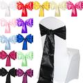 Time to Sparkle 50pcs Satin Chair Cover Sashes Bow Tie Ribbon Table Runner Wedding Reception Decoration - Black
