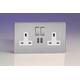 Varilight 2-Gang 13A Double Pole Switched Socket with Metal Rockers + 2 5V DC 2100mA USB Charging Ports Brushed Steel - XDS5U2SWS