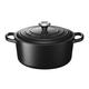 Le Creuset Signature Enamelled Cast Iron Round Casserole Dish With Lid, 22 cm, 3.3 Litre, Matte Black, 21177220000430