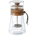 Hario CD-Cafe Press Double Glass-600ml Cafetière Olive Wood-600ml, Glass,Transparent,DGC-40-OV