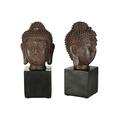 Premier Housewares Buddha Head Bookends Rustic Finish - Set of 2, Black