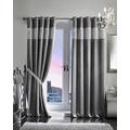 viceroy bedding PAIR OF VELVET STYLE DIAMANTE THERMAL BLACKOUT Eyelet Ring Top Curtains Including Pair of Matching TIE BACKS (66'' x 72'', Silver/Grey)