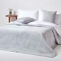 HOMESCAPES Grey Velvet Bedspread Quilted Geometric Throw for Double Bed - 200 x 200 cm