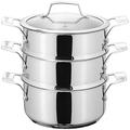 Stellar STM02 Stainless Steel 3 Tier Steamer Set with 18cm Base Pan, 2 Steamers and Lid, Induction Ready, Gift Boxed - Fully Guaranteed