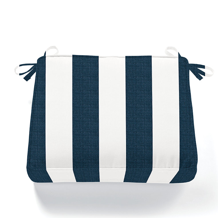 19" X 17-1/2" Replacement Seat Cushion - Piped, Piped/Awning Striped Neptune - Grandin Road