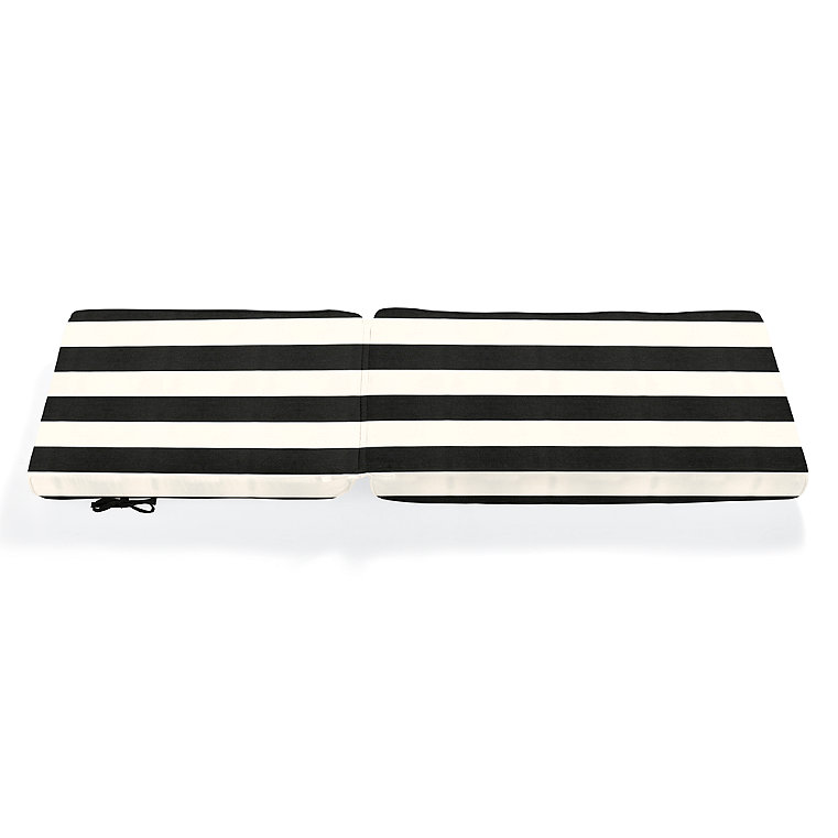 78" X 23" Chaise Cushion - Piped, Piped/Awning Striped Black - Grandin Road