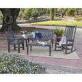 Winston Porter Vineyard 5-Piece Bench & Rocking Outdoor Chair Set Plastic in Brown | Wayfair 4FA5859ABC6A4F77AEFBF89F58146D87