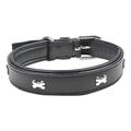 HKM 555653 Lederhundehalsband - Bone, L, schwarz