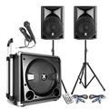 Vonyx VX800 Active PA Speaker System with Subwoofer, Stands and Microphone Bluetooth Mobile DJ Set