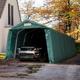 3,3x9,6m Zeltgarage, PVC-Plane, dunkelgrün, mit Statik (Erduntergrund)