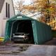 3,3x8,4m Zeltgarage, PVC-Plane, dunkelgrün, mit Statik (Erduntergrund)