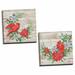 The Holiday Aisle® Holiday Décor Cardinal & Poinsettia Floral by Paul Brent - 2 Piece Graphic Art Print Set Canvas in Green | Wayfair