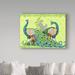 World Menagerie Peacock Parade Green by Jean Plout - Wrapped Canvas Graphic Art Print Canvas in Blue/Green | 18 H x 24 W x 2 D in | Wayfair