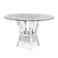 Braxton Culler Everglade Dining Table Glass/Wicker/Rattan in White | 29.3 H x 42 W x 42 D in | Wayfair 905-075/GL0999-061/FROSTWHITE