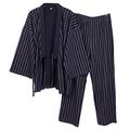 Men's Japanese Style Robes Pure Cotton Kimono Pajamas Suit Dressing Gown Set-#02 M