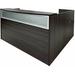 Charcoal Woodgrain L-Shaped Reception Desk w/Frosted Glass Panel