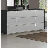 Orren Ellis Xeros 6 Drawer Double Dresser w/ Mirror Wood in Brown/Gray | 30 H x 61.5 W x 21 D in | Wayfair 067ED8E97B434AF78501C0542681488D
