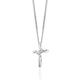 Orovi Woman Cross Necklace/Pendant with Chain 9 ct / 375 White Gold With Diamonds Brilliant Cut 0.05 ct Chain 45 cm