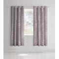Catherine Lansfield Canterbury Floral 66x72 Inch Lined Eyelet Curtains Two Panels Heather