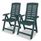 vidaXL Reclining Garden Chairs 2 pcs Plastic Green