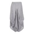 Gracious Girl Light Grey - New Womens Italian Lagenlook Elasticated 2 Slit Pocket Parachute Asymmetric Tulip Long Linen Ladies Maxi Skirt One Size UK 8-20