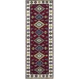 Blue/Green 31 x 0.25 in Indoor Area Rug - Bokara Rug Co, Inc. Hand-Knotted High-Quality Red & Cream Area Rug Wool, Cotton | 31 W x 0.25 D in | Wayfair