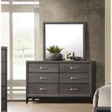 Lark Manor™ Aarit 6 Drawer 58" W Double Dresser w/ Mirror Wood in Brown/Gray | 72 H x 58 W x 16 D in | Wayfair 2169B6E50DF04E908906D7C6D5910517