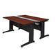 Red Barrel Studio® Fusion 2 Person Bench Workstation Desk Wood/Metal in Brown/Red | 29 H x 48 W x 58 D in | Wayfair