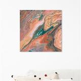 Ebern Designs 'Orange Surreal' Oil Painting Print on Canvas Canvas, Wood in Green/Orange | 12 H x 12 W x 1.5 D in | Wayfair